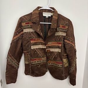 Women's Bellisima Fashions Brown Jacket with Multicolor Accents in small
